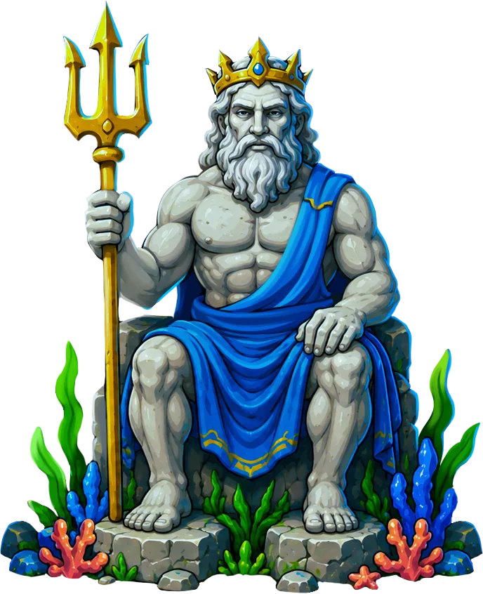 Poseidon himself, trident and all.