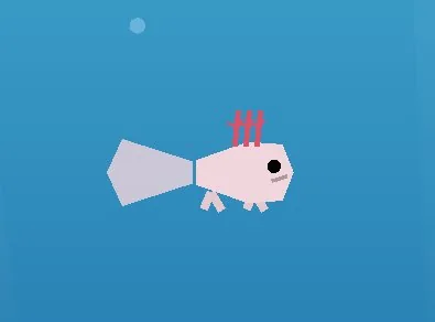 The axolotl, in all its programmer-art glory. The gills and tail already read right.