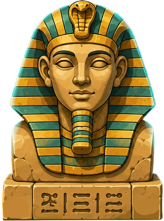 The Pharaoh statue — pure centerpiece energy.