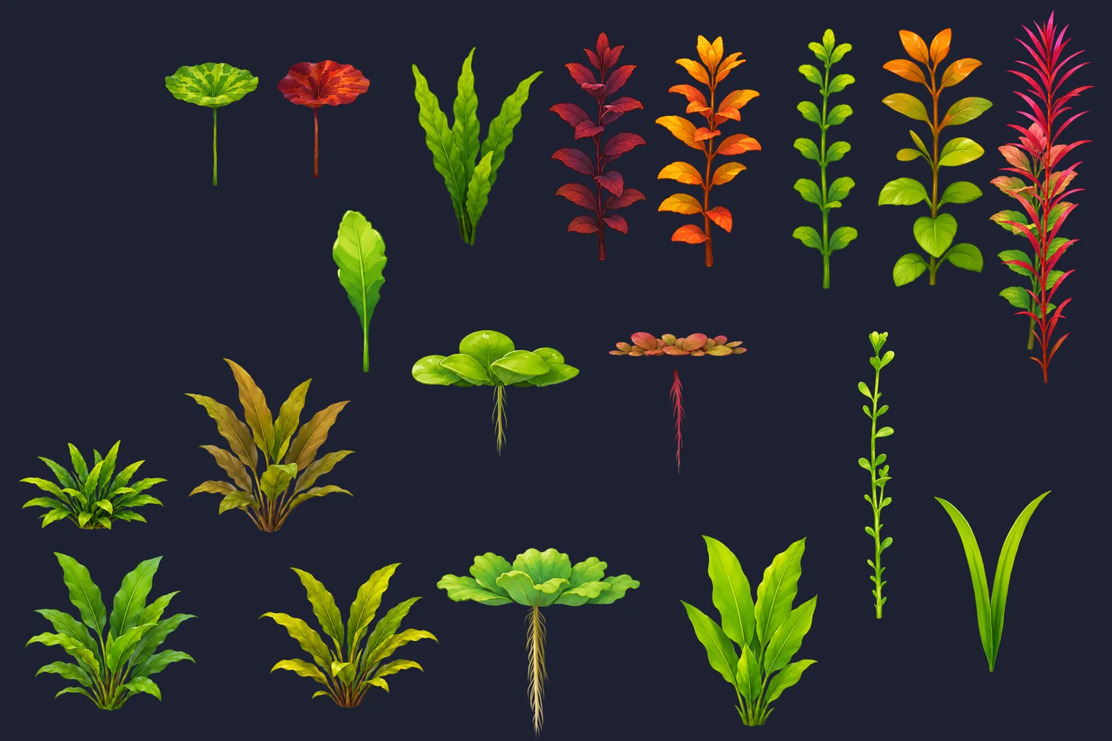 The plant catalog filling out — swords, crypts, floaters and more.